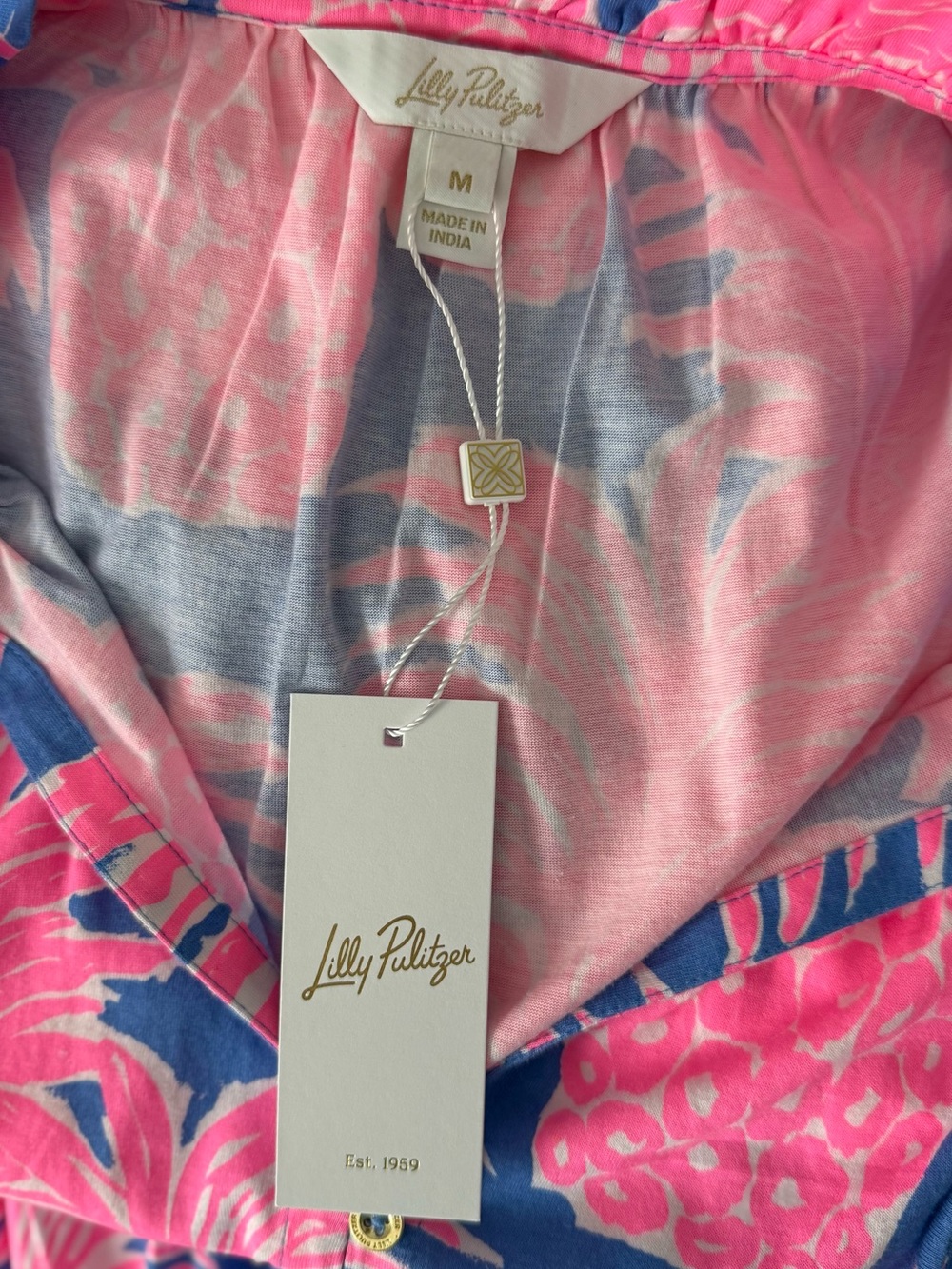 NWT size M Lilly Pulitzer bright pink and periwinkle pineapple print maxi dress - Picture 6 of 6